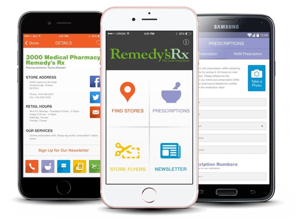 Revolution Remedy'sRx app on multiple phones